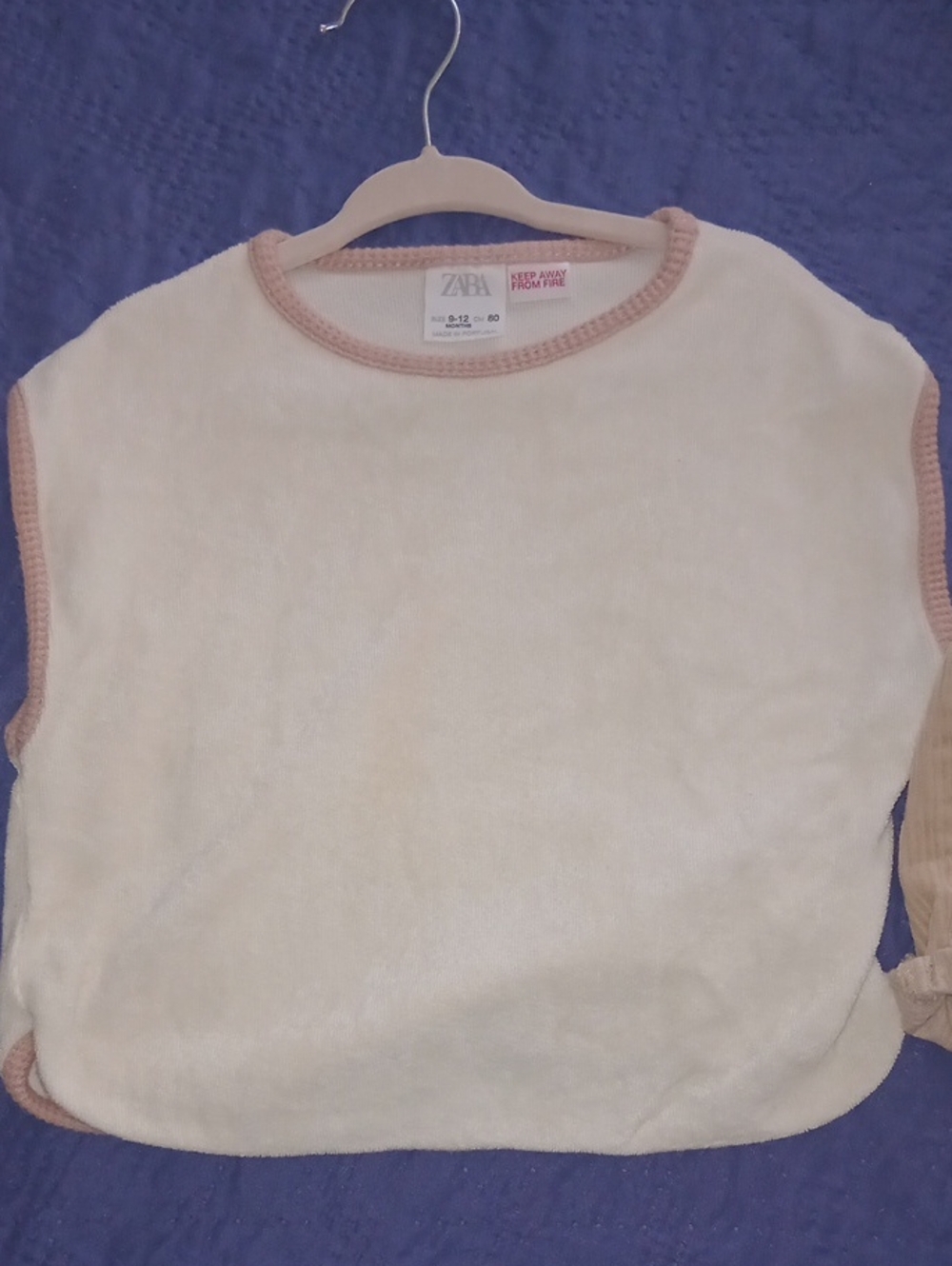Zara Cream Crewneck Sweater with Pink Trim And Zara Corduroys Shorts Tan 9-12 M